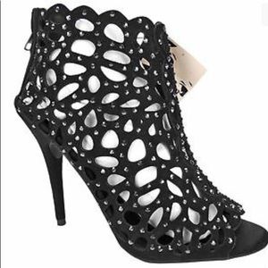 Caged Heeled Sandals with Tiny Stud Details